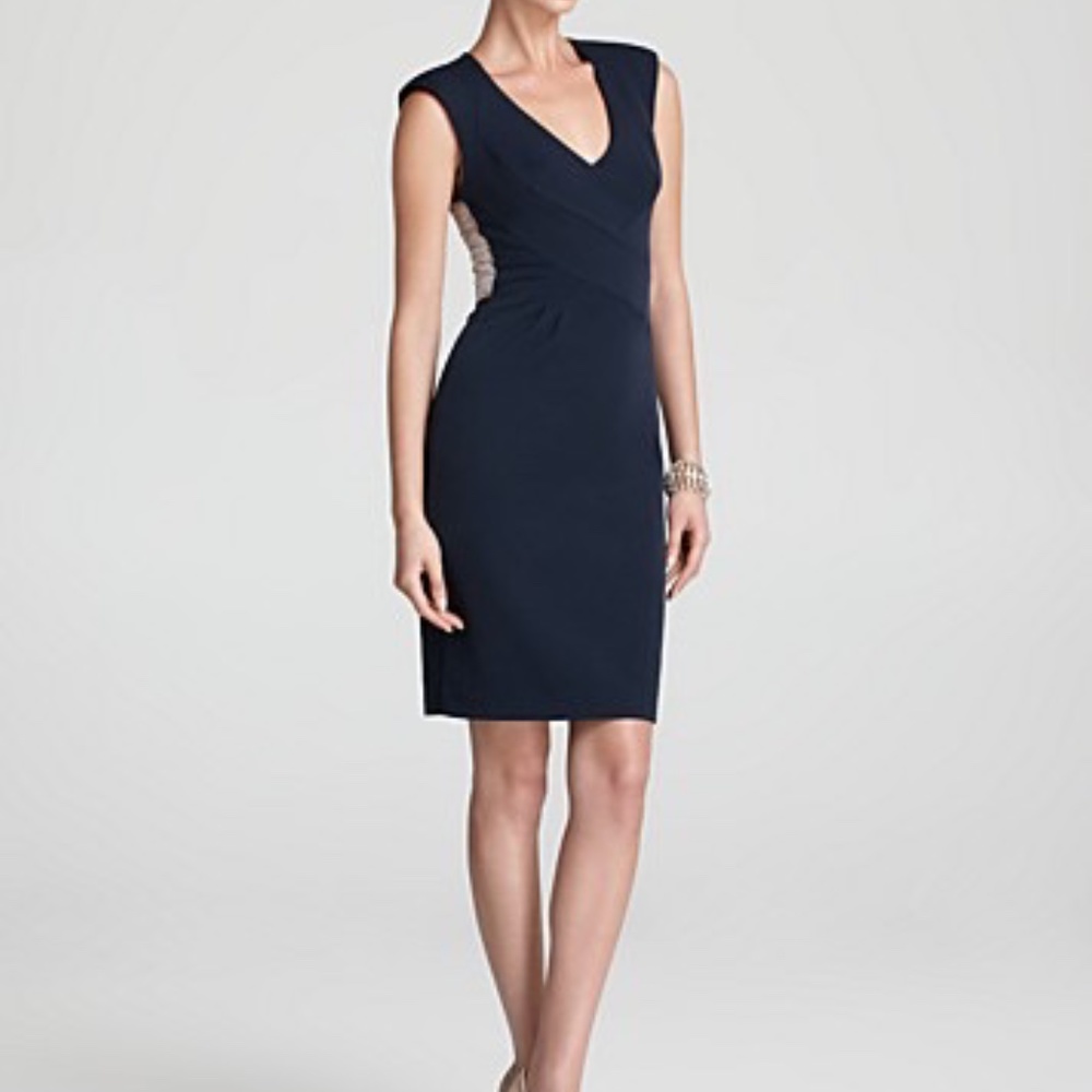 Black Halo Black Lace Back Sheath Dress Sz 8